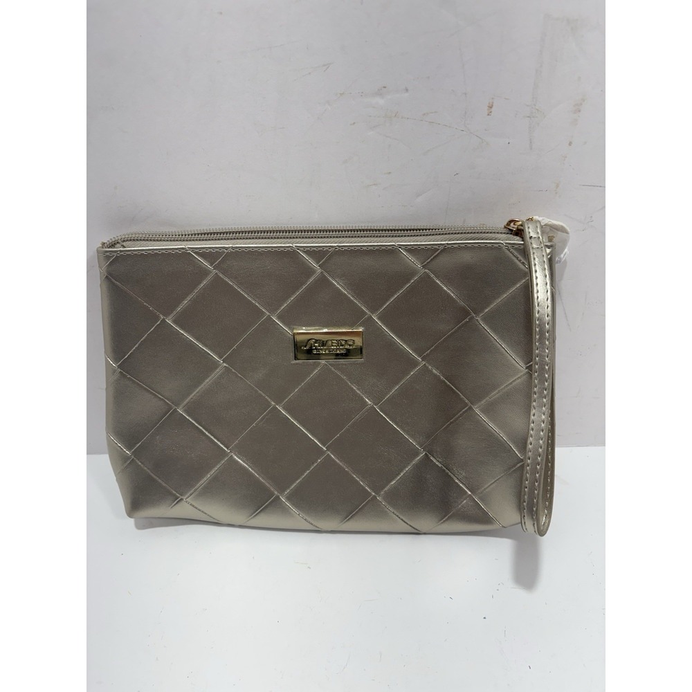 SHISEIDO Makeup Bag gold faux leather Cosmetic Toiletry Pouch - New